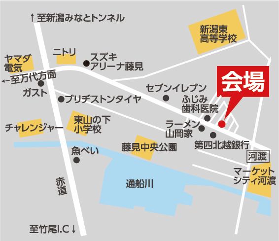 新潟市のリノベーション・大規模リフォームリサ 　河渡モデルハウス地図